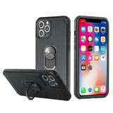 For iPhone 12 Pro Max 6.7 Tough Rugged Hybrid with Magnetic Ring Stand Case Cover - Black