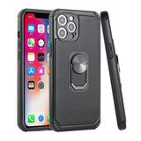 For iPhone 13 Pro Max Tough Rugged Hybrid with Magnetic Ring Stand Case Cover - Black