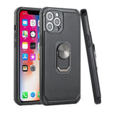 For iPhone 12 Pro Max 6.7 Tough Rugged Hybrid with Magnetic Ring Stand Case Cover - Black