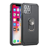 For iPhone 12 Pro Max 6.7 Tough Rugged Hybrid with Magnetic Ring Stand Case Cover - Black