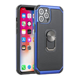 For iPhone 12 Pro Max 6.7 Tough Rugged Hybrid with Magnetic Ring Stand Case Cover - Dark Blue