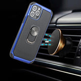 For iPhone 13 Pro Max Tough Rugged Hybrid with Magnetic Ring Stand Case Cover - Dark Blue