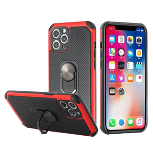 For iPhone 12 Pro Max 6.7 Tough Rugged Hybrid with Magnetic Ring Stand Case Cover - Red