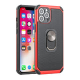 For iPhone 12 Pro Max 6.7 Tough Rugged Hybrid with Magnetic Ring Stand Case Cover - Red