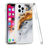 For iPhone 12 Pro Max 6.7 Vogue Epoxy Glitter Hybrid Case Cover - Marble C