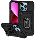 For Apple iPhone 11 (XI6.1) Well Protective Magentic Ring Stand Camera Protective Cover Case - Black