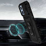 For Apple iPhone 14 PRO MAX 6.7" Well Protective Magentic Ring Stand Camera Protective Cover Case - Black