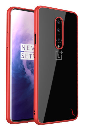 FOR ONEPLUS 7 PRO CASE - REFINE SERIES BY ZIZO SLIM CLEAR WITH PC METALLIC BUMPER-RED & CLEAR