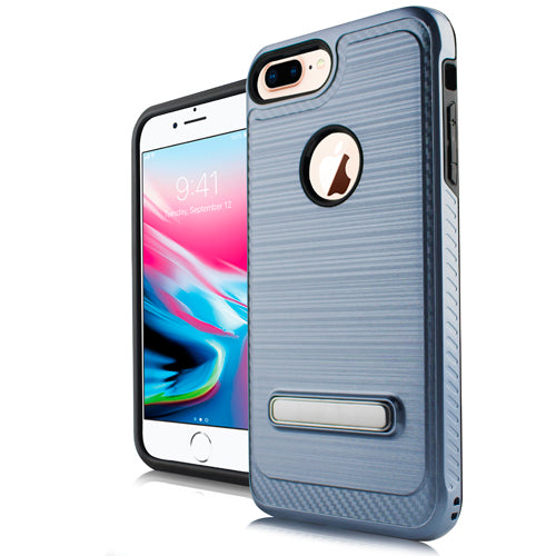 iPhone 8 Plus /7P /6P Metal Stand Brushed Case Dr. Blue