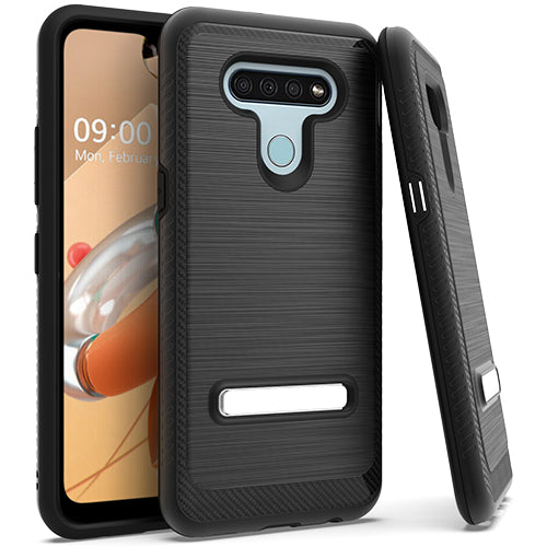 LG K51 Metal Stand Brushed Case Black