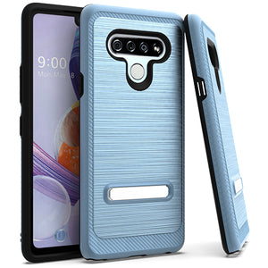 LG Stylo 6 Metal Stand Brushed Case Navy Blue