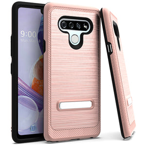 LG Stylo 6 Metal Stand Brushed Case Rose Gold