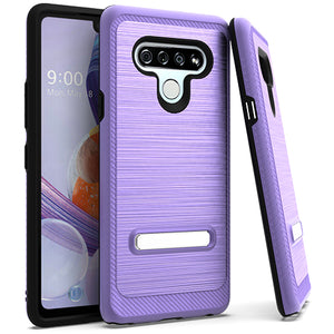 LG Stylo 6 Metal Stand Brushed Case Purple