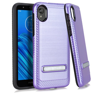 Motorola Moto E6 Metal Stand Brushed Case Purple