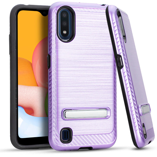 Samsung A01 Metal Stand Brushed Case Purple