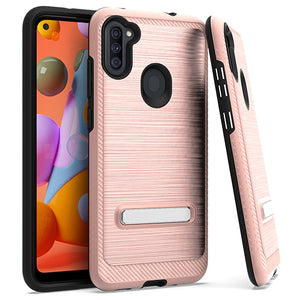 Samsung A11 Metal Stand Brushed Case Rose Gold