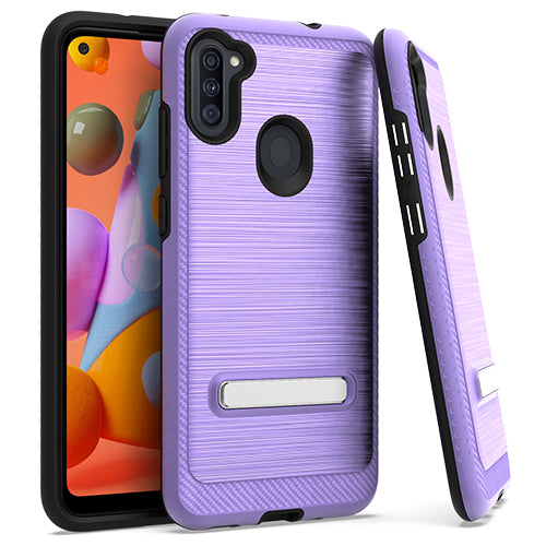 Samsung A11 Metal Stand Brushed Case Purple