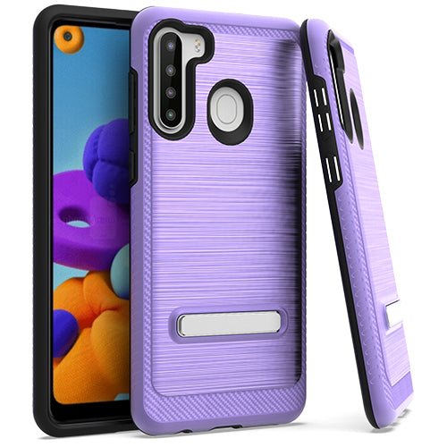 Samsung A21 Metal Stand Brushed Case Purple