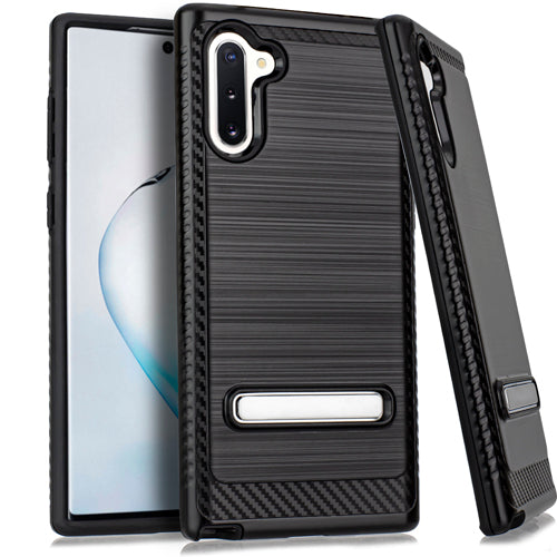 Samsung Note 10 Metal Stand Brushed Case Black