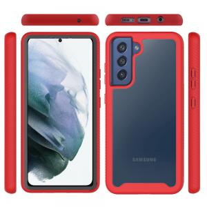 Samsung Galaxy S22 Shockproof Heavy Duty Bumper Case - Clear/Red