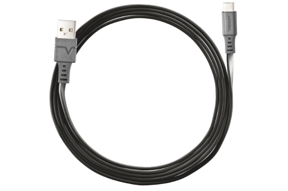 chargesync flat USB Type A-C 2.0 cable - 6 FEET - BLACK