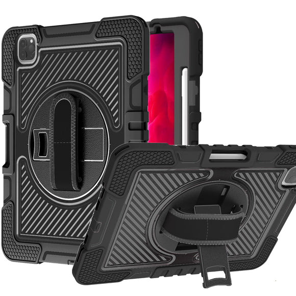 For Apple iPad Air 4th Gen 10.9 inch (2020) 3in1 Multi-Functional Tablet Case for Hand, Shoulder, Pencil & Stand - Black