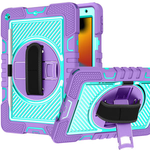 For Apple iPad 9th Gen 10.2 inch (2021) 3in1 Multi-Functional Tablet Case for Hand, Shoulder, Pencil & Stand - Purple/Teal