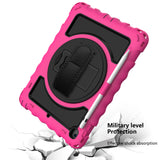 For Apple iPad 9.7 inch Tablet Complete 360 Tough Hybrid Kickstand with Shoulder Hand Strap - Hot Pink
