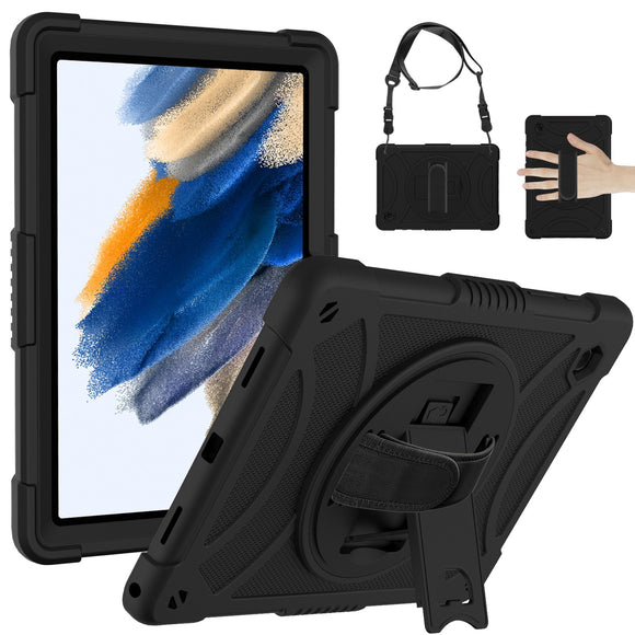 For Apple iPad Mini 6th Gen 8.3 inch (2021) Tablet Hand and Shoulder Strap with Kickstand 3in1 Tough Hybrid - Black