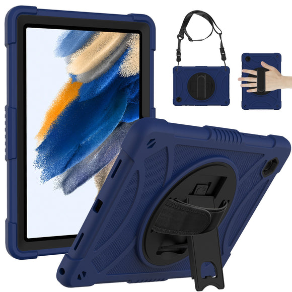 For Apple iPad Mini 6th Gen 8.3 inch (2021) Tablet Hand and Shoulder Strap with Kickstand 3in1 Tough Hybrid - Dark Blue