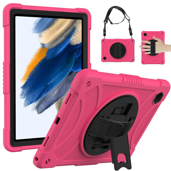 For Apple iPad Mini 6th Gen 8.3 inch (2021) Tablet Hand and Shoulder Strap with Kickstand 3in1 Tough Hybrid - Hot Pink