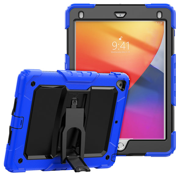 For Apple New iPad 9.7 inch Heavy Duty Full Body Rugged Tablet Kickstand Case Cover - Black/Blue