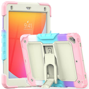 For Apple New iPad 9.7 inch Heavy Duty Full Body Rugged Tablet Kickstand Case Cover - Beige/Camo Pink