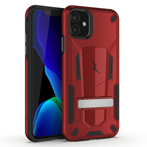 ZIZO TRANSFORM SERIES IPHONE 11 (2019) CASE - BUILT-IN KICKSTAND AND UV COATED PC/TPU LAYERS-Red/Black
