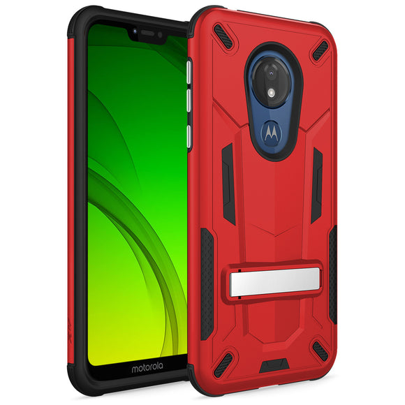 ZIZO TRANSFORM MOTO G7 PLAY CASE - BUILT-IN KICKSTAND AND UV COATED PC/TPU LAYERS-Red