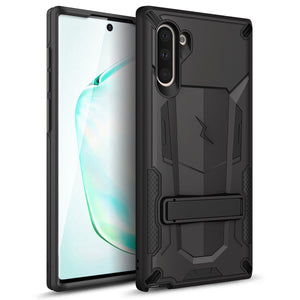 ZIZO TRANSFORM SAMSUNG GALAXY NOTE 10 CASE - BUILT-IN KICKSTAND AND UV COATED PC/TPU LAYERS - BLACK and BLACK
