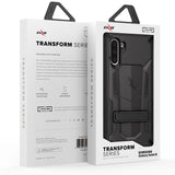 ZIZO TRANSFORM SAMSUNG GALAXY NOTE 10 CASE - BUILT-IN KICKSTAND AND UV COATED PC/TPU LAYERS - BLACK and BLACK