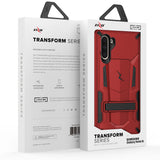 ZIZO TRANSFORM SAMSUNG GALAXY NOTE 10 CASE - BUILT-IN KICKSTAND AND UV COATED PC/TPU LAYERS - RED ~and BLACK