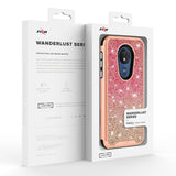 MOTOROLA MOTO G7 SUPRA / MOTO G7 POWER - ZIZO WANDERLUST SERIES CASE DUAL LAYERED WITH GLITTER DESIGN - (GOLD/PINK)
