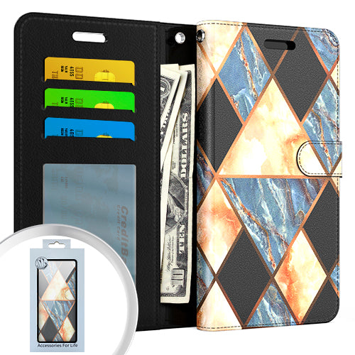 PKG iPhone 12/ 12 PRO 6.1 Wallet Pouch 3 Marble Black