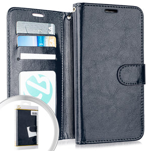 PKG LG Aristo 4 PLUS X320 Wallet Pouch 3 Navy Blue