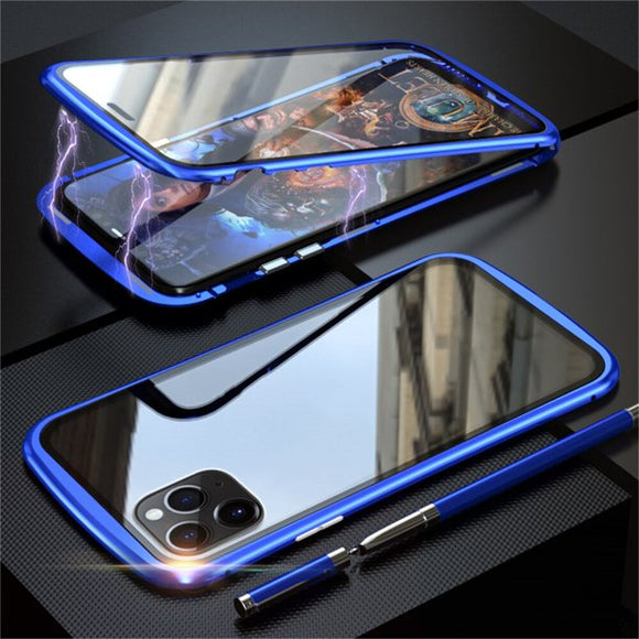 Privacy Magnetic Glass case iPhone 11 (BLUE)