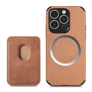 PN-QW02 For iPhone 14 ProMax Magnetic Back With MagSafe Card Case - Brown