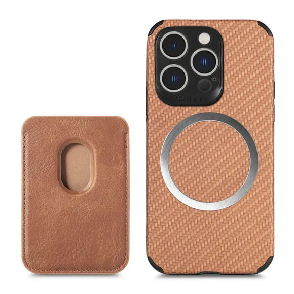 PN-QW02 For iPhone 14 Pro Magnetic Back With MagSafe Card Case - Brown