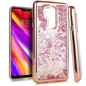 LG G7 ThinQ CHROME Glitter Motion Paris Tower ROSE GOLD