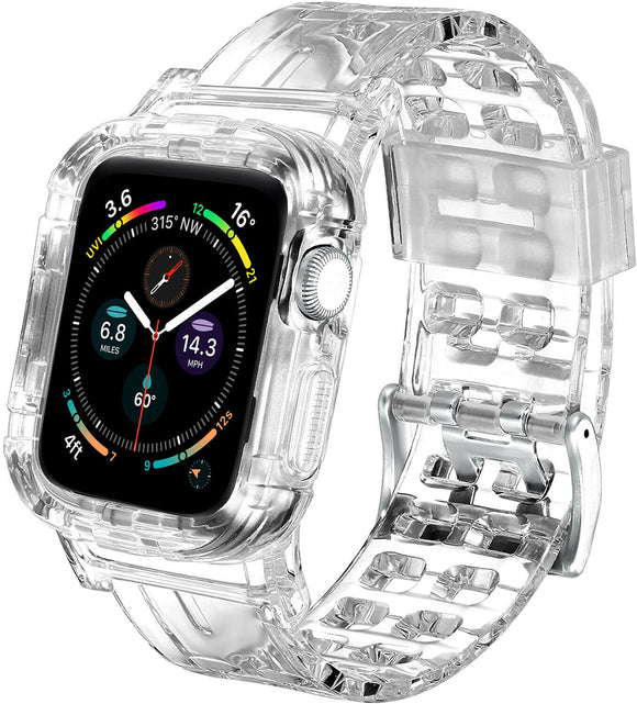 APPLE WATCH RUGGED FULL COVER BAND 38/40/41 MM- CLEAR TRANSPARENT