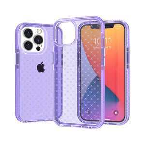 For iPhone 13 Pro Max CROSS Design Ultra Thick 3.0mm Transparent ShockProof Hybrid Case Cover - Purple