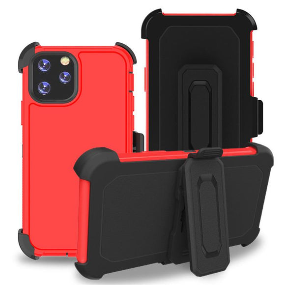 Phone Case iPhone 12 / 12 Pro 6.1 With Belt Clip (Red/Black)