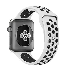 Elastic breathable silicone sport band for apple watch with 38 mm 40 mm wrist band, apple series 4/3/2/1 universal - White & Black