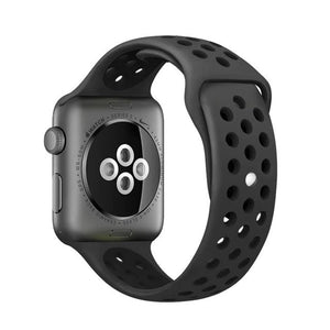 Elastic breathable silicone sport band for apple watch with 42 mm 44 mm wrist band, apple series 4/3/2/1 universal - Black & Black